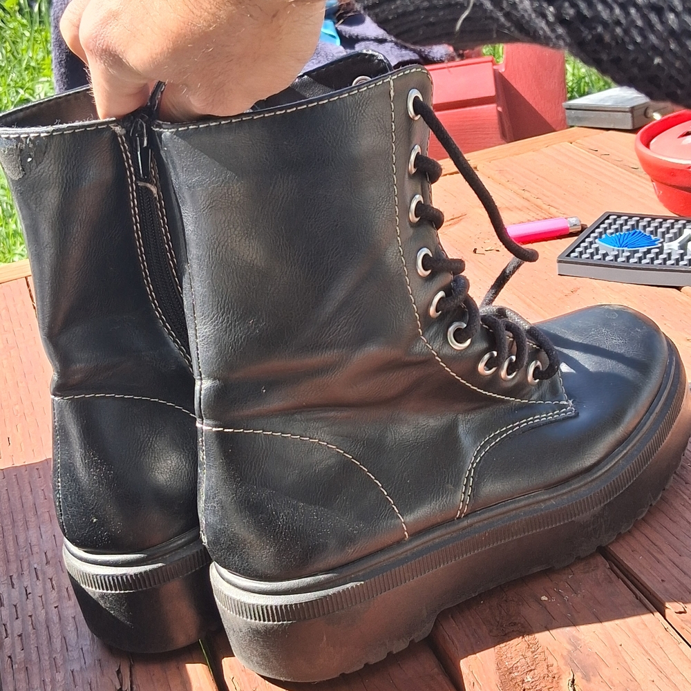 Black Lace-Up Combat Boots